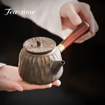 200 ml Japonský Gilding Keramická Kanvica Ručné Hrubej Keramiky Strane Rukoväť Hrniec Retro Čaj Maker Kanvica s Filtrom Kung Fu Čaj Nastaviť