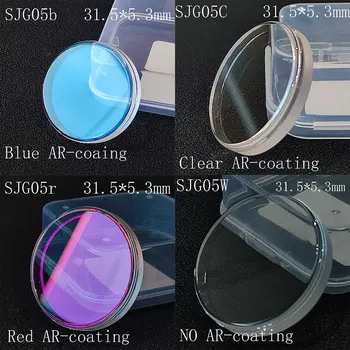 31.5*5.3 mmFlat Vintage Klobúk Sapphire Crystal Blue/Red/Clear AR Vrstvou Hodinky Sklo Náhradné Mod Časť