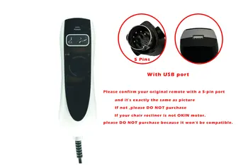 Diaľkové Ručné Ovládanie Pre (RizeUp Aura Luxe)(IdeaEuropa)(Flexsteel Oscar) Výkon Sedačkovej lanovky Kreslo S USB, 2 Tlačidlá 5 Pin Konektor