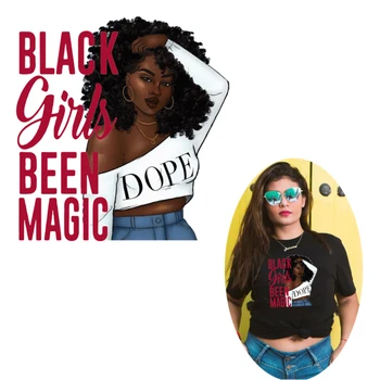 Black Girl Boli Magic Železa-Na Nálepky Na Oblečenie DIY T-Shirt Hoodies Taška Škvrny Na Oblečení Umývateľný Prenos Tepla Nálepky