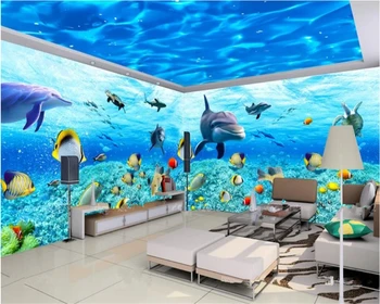 beibehang Vlastnú tapetu 3d stereo fotografie, nástenné fantasy svet pod vodou tému pavilón 3D pozadia na stenu papiere domova 3d