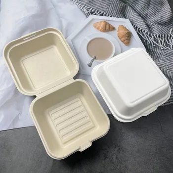 50Pcs Jednorazové Bento Potravín Nádoby na Pečenie Dezert Cake Box Burger Snack Balenie Box Hamburger Lunch Box