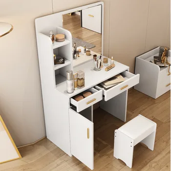 Moderný jednoduchý masívneho dreva multi poschodí spálňa malé toaletný stolík so zásuvkou, zrkadlo na líčenie, skrinka na odkladanie vecí, toaletný stolík tabuľka