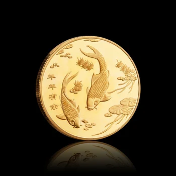 Čína Šťastie Mince Koi Znamená Mať Prebytok Rok Čo Rok Pamätné Mince