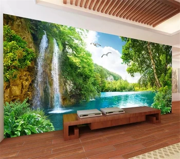 beibehang Vlastné 3d stereo tapety krásny obraz horské scenérie vodopád Jiangnan krajiny, TV joj, steny papier