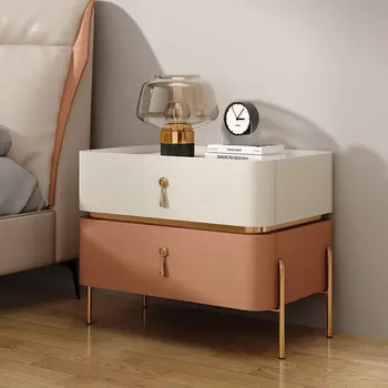 Kreatívne nočný stolík spálňa jednoduchý moderný štýl malé celé kožené high-end pocit svetla luxusné masívneho dreva nočný stolík