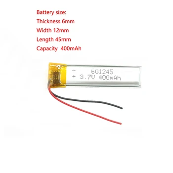 3,7 v 400mah 601245 Lipo Nabíjateľná Lítium-Polymérová Ion Batéria Pre Bluetooth Headset Mp3