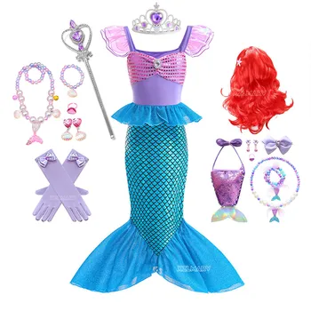 Dievča, Malá Morská Víla Ariel Kostým Princezná Pre Deti Šaty Pre Dievčatá Cosplay Detí, Karneval, Narodeniny, Party Oblečenie Morská Víla Šaty