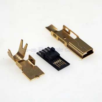 10set DIY 3 v 1 pozlátené usb2.0 konektor Mini5P Mini 5P Muž Plug Zvárané Drôtené Typ