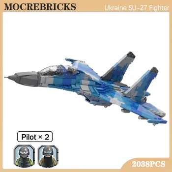 Vojenské Zbrane, Ukrajina Air Force Su-27UB Flanker Fighter MOC stavebným WW II Lietadlo Model Tehly Hračky Dieťa VIANOČNÝ Darček