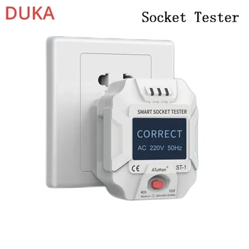 2021 AtuMan DUKA Zásuvky Zásuvky Tester 90-250V Smart Digitálny Displej LCD Okruhu Polarita Detektor elektrickej siete Otvorený Okruh Vyhľadávanie