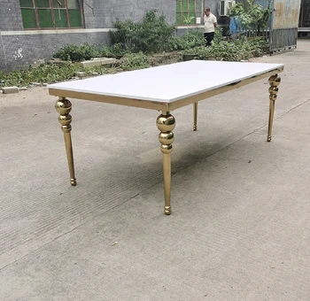 Z nehrdzavejúcej ocele zlato 1.8 m MDF ploche svadobný stôl biela strana stola