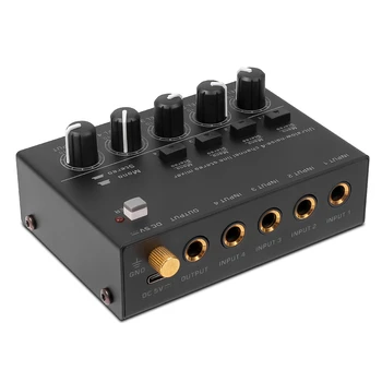 Mini Stereo Mixer MAX400 Ultralow Hluku, 4 Kanály Miešadlá Mixing Console DC5V S napájacím Adaptérom pre Elektrické Gitary, Bicie Klavír