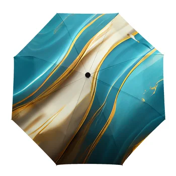 Mramor Textúra Aqua Zelená Automatické Parasol Skladací Dáždnik Muž Ženy Vytlačené Dáždnik Ľahký Dážď Zariadenia