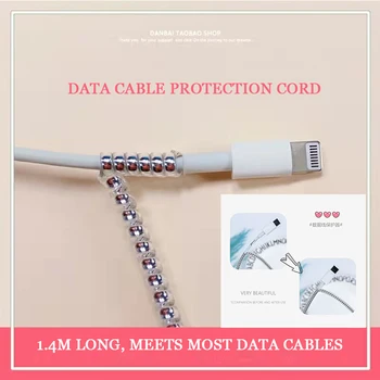 na 1,4 M údaj Kábel Reflexná Ochrana Navinuté Lano pre USB Apple Android Huawei Plnenie String Laser Jar Rukáv Oblek
