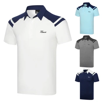 Pánske Golfové Nosiť Krátke rukávy T-shirt 4-farebné Tričko Outdoorové Športy Potu-absorbent Golfové Tričko Golf Nosenie