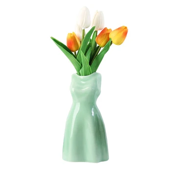 Jedinečné Keramické Vázy Dlhé Šaty Tvar Vázy Prenosné Kvet Usporiadanie Nádoby Umelecké Diela Bez Umelého Kvetu