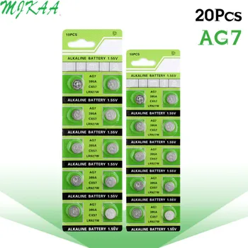 20pcs/pack AG7 gombíkové Batérie Bunky Mince Alkalické Batérie 1,5 V GR927 395A Pre LR927 LR57 SR927W 399 Sledovať Elektronická Hračka na Diaľkové