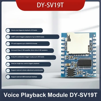 SV19T Prehrávanie Hlasu Modul Jeden-Na-Jeden Spúšť Sériový Port Control Segment Spúšť MP3 Hlasový Modul Podpora TF Kariet