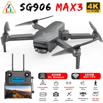 ZLL SG906 Max3 4K Kamera Drone Profesional 3-Os Gimbal Prekážkou Vyhýbanie FPV Hučí 5G WIFI GPS Dron 4KM RC Quadcopter