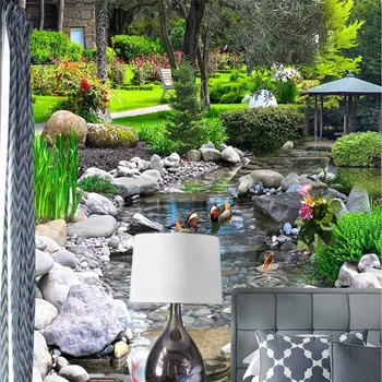 beibehang Vlastná Veľkosť Moderné Nástenné Papier Obývacia Izba Pozadí Záhrady, Zelené Rastliny Creek Steny Pokrýva Domova nástenná maľba Tapety