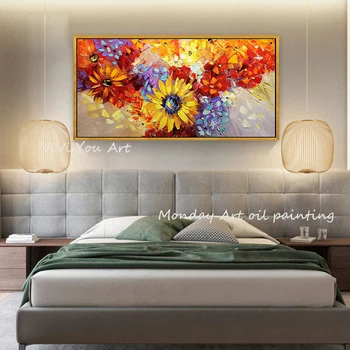 Veľké olejomaľby Ručne maľované krajiny olejomaľba wall art obraz kvet olejomaľby pre obývacej izby, spálne dekorácie